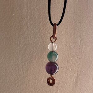Artisan Crafted Three Gemstone Copper Necklace Minimalist Boho